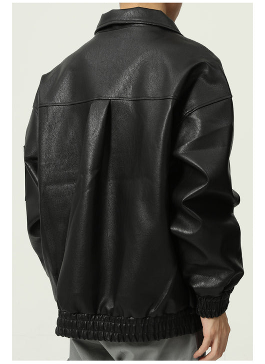 Chaqueta de Cuero Suelta Moderna para Hombre - Estilo Casual Trendy - Image 11