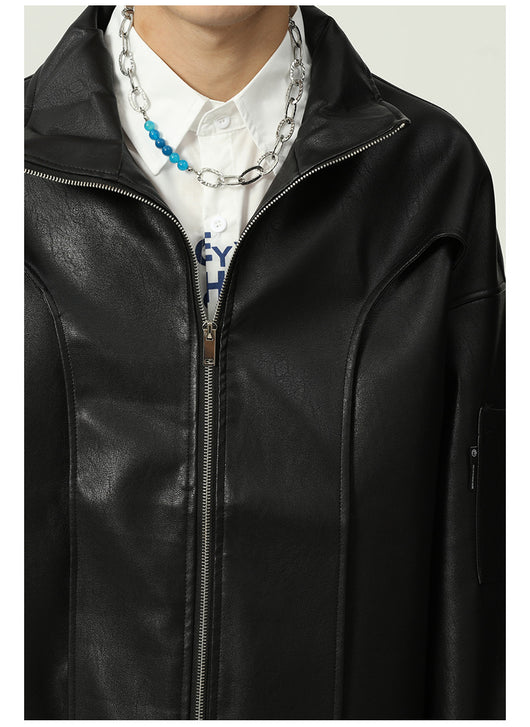 Chaqueta de Cuero Suelta Moderna para Hombre - Estilo Casual Trendy - Image 12