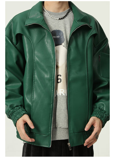 Chaqueta de Cuero Suelta Moderna para Hombre - Estilo Casual Trendy - Image 15