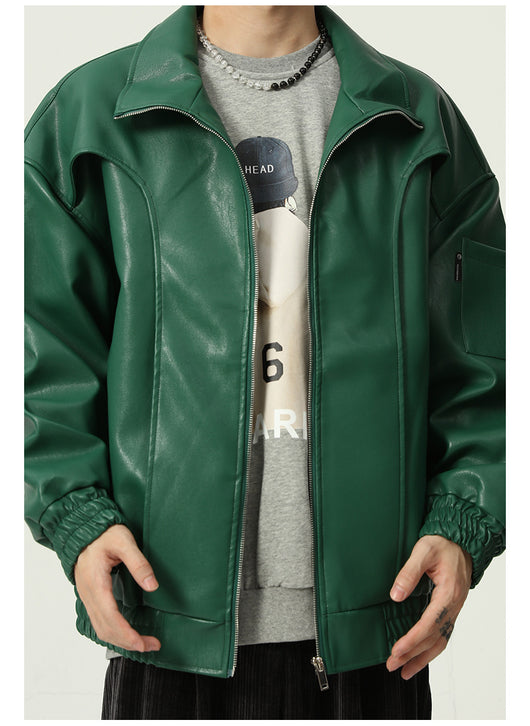 Chaqueta de Cuero Suelta Moderna para Hombre - Estilo Casual Trendy - Image 15