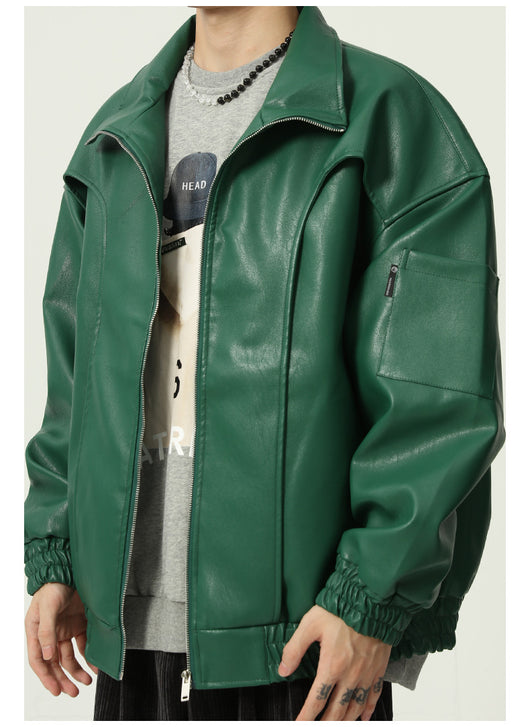 Chaqueta de Cuero Suelta Moderna para Hombre - Estilo Casual Trendy - Image 16