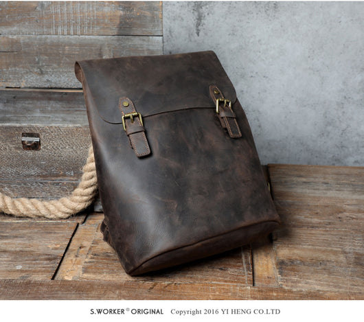 Mochila de Cuero Genuino Estilo Retro - Primera Capa - Image 12