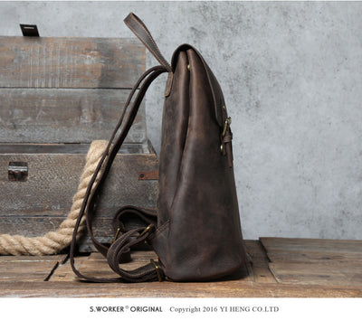 Mochila de Cuero Genuino Estilo Retro - Primera Capa - Image 14