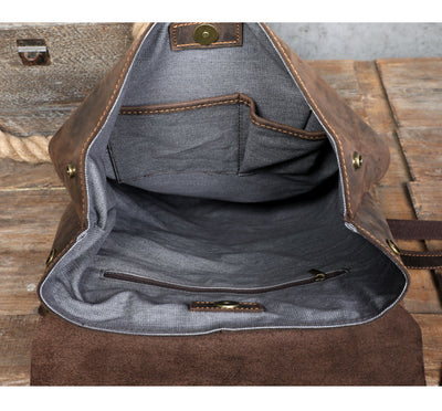 Mochila de Cuero Genuino Estilo Retro - Primera Capa - Image 26