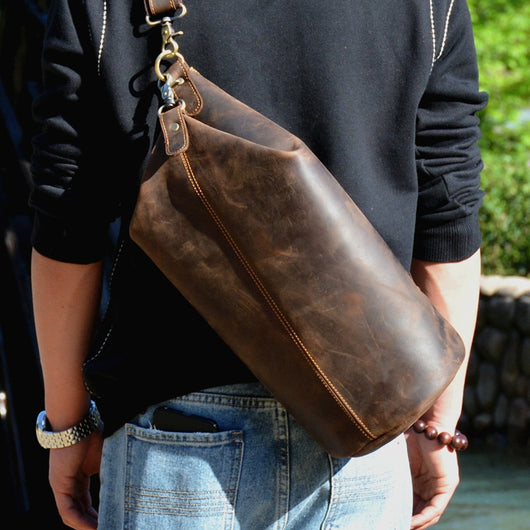 Bolsa Pecho Hombre Cuero Crazy Horse Vintage Envejecido - Image 7
