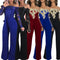 Jumpsuit de Pierna Ancha con Cuello de Encaje