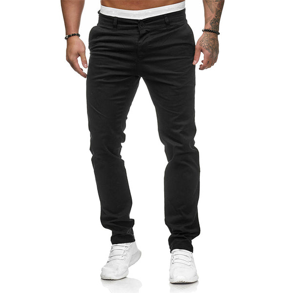 Pantalones Slim Fit de Color Liso
