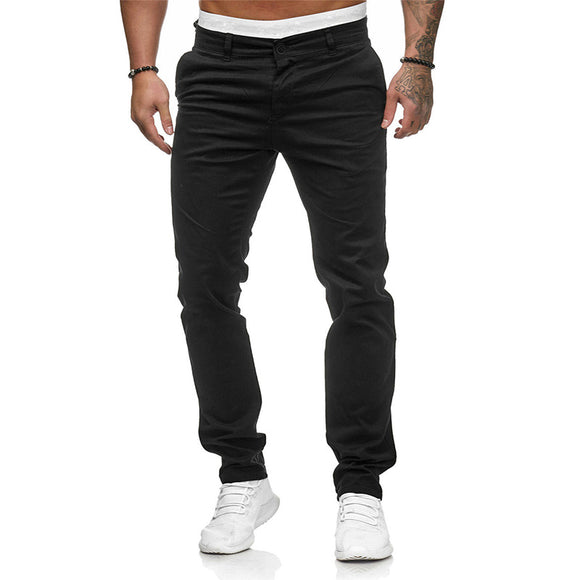 Pantalones Slim Fit de Color Liso