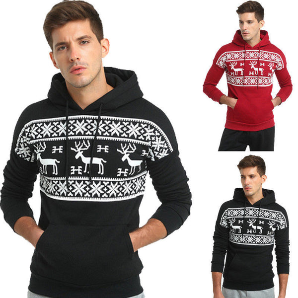 Sudadera con capucha tipo chaqueta navideña para hombre