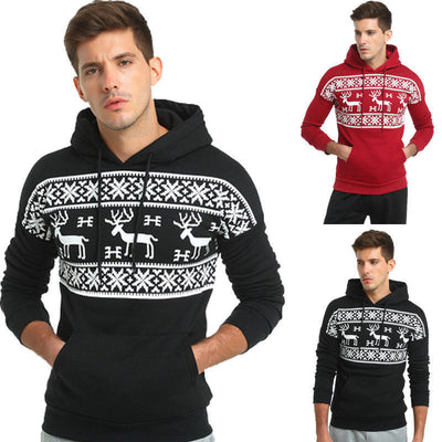 Sudadera con capucha tipo chaqueta navideña para hombre