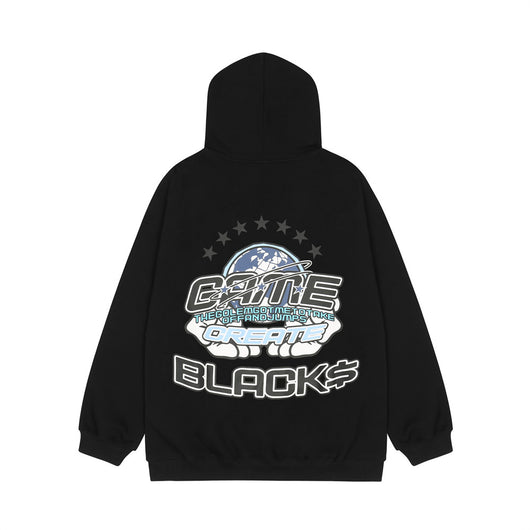 Sudadera Hoodie Holgada con Letras de Dibujos Animados para Hombre - Image 8