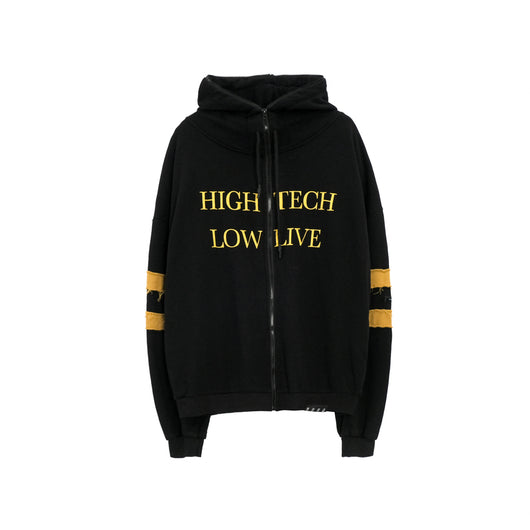 Chamarra Hoodie Suelta con Estampado Patchwork para Hombre - Image 14