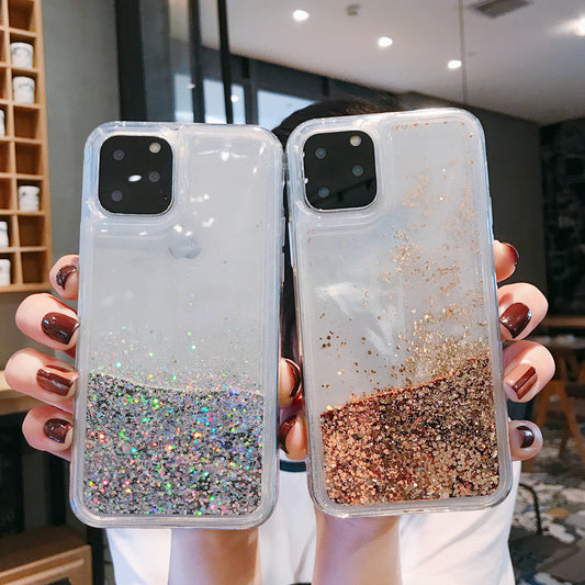 Funda para móvil con arena líquida brillante