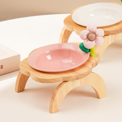 Comedero y Bebedero para Gatos con Soporte de Madera - Diseño Floral en Cerámica - Image 13