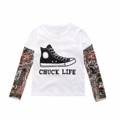Remera Manga Larga con Diseño Tatuaje y Costuras - Image 8