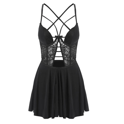 Camisón Sensual con Escote Profundo y Malla Transparente - Image 6