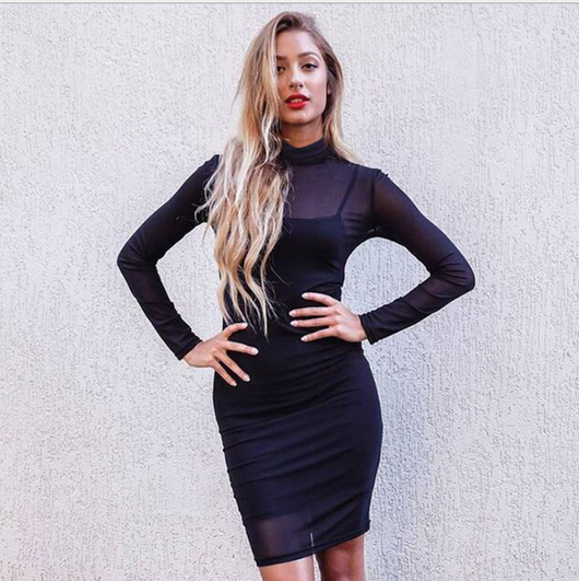 Vestido largo transparente con forro para mujer - Image 3