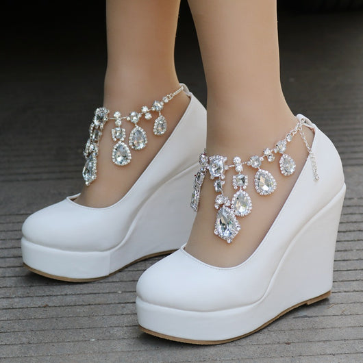 Zapatos de Cuña con Plataforma Impermeable y Cristales - Elegancia para tu Boda - Image 13