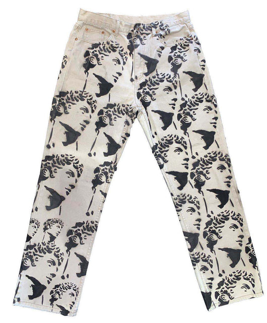 Pantalones Denim Tie Dye Blancos Lavados Corte Recto Holgado - Image 8