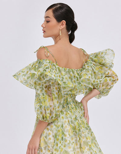 Vestido Navideño Floral con Volantes y Corte Ajustado - Image 10