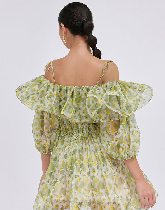 Vestido Navideño Floral con Volantes y Corte Ajustado - Image 11