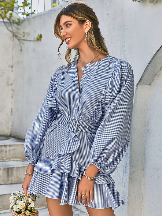 Vestido Étnico de Cintura Alta con Rayas - Image 7