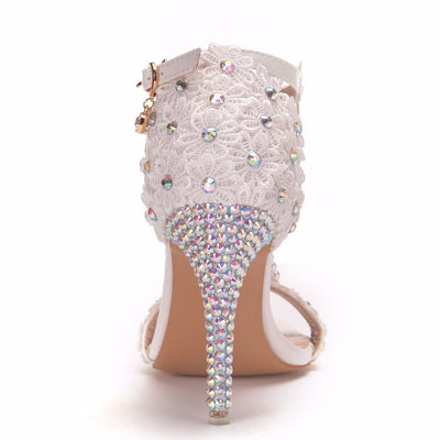 Sandalias Deslizables con Encaje Floral y Cristales Brillantes - Image 12