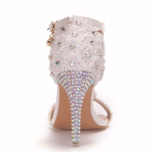 Sandalias Deslizables con Encaje Floral y Cristales Brillantes - Image 12