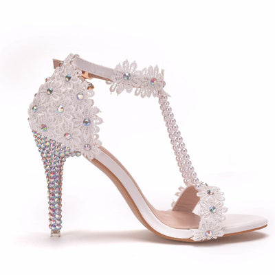Sandalias Deslizables con Encaje Floral y Cristales Brillantes - Image 13