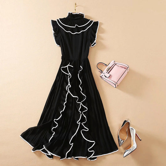 Vestido Largo Elegante con Detalles de Encaje y Volantes - Image 14