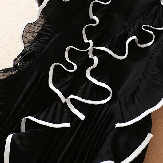 Vestido Largo Elegante con Detalles de Encaje y Volantes - Image 18