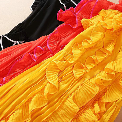 Vestido Largo Elegante con Detalles de Encaje y Volantes - Image 23