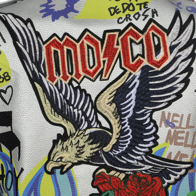 Chaqueta de Cuero para Motocicleta con Remaches Graffiti para Mujer - Image 13