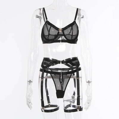 Conjunto Lencería Transparente con Detalles Metalizados - Image 11
