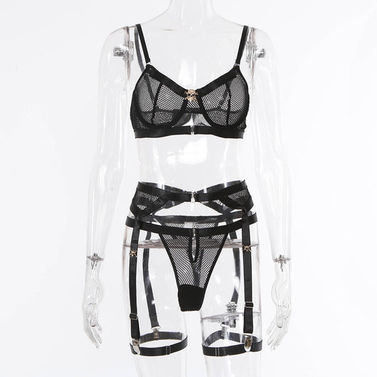 Conjunto Lencería Transparente con Detalles Metalizados - Image 11