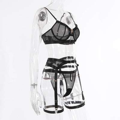 Conjunto Lencería Transparente con Detalles Metalizados - Image 12