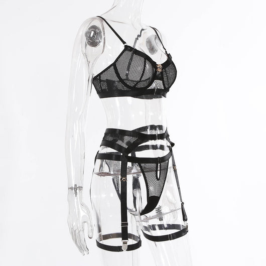 Conjunto Lencería Transparente con Detalles Metalizados - Image 12