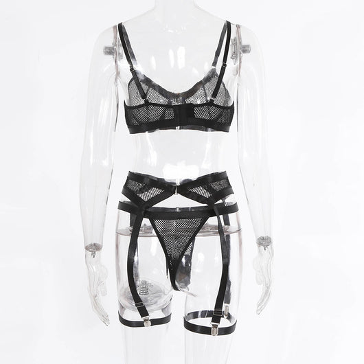 Conjunto Lencería Transparente con Detalles Metalizados - Image 13