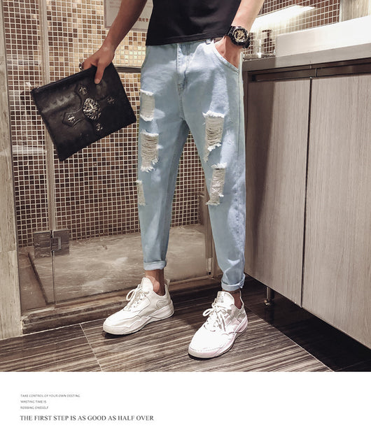 Pantalones Rotos Estilo Beggar para Primavera y Otoño - Image 12