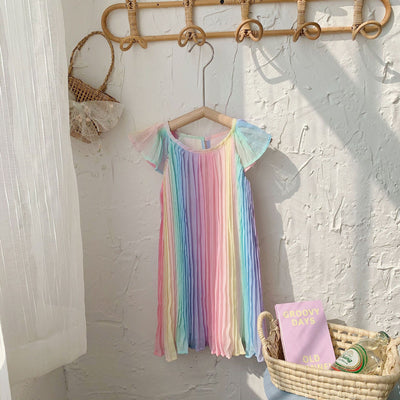 Vestido Plisado de Gasa Estampado - Falda Princesa Multicolor Niña - Image 14