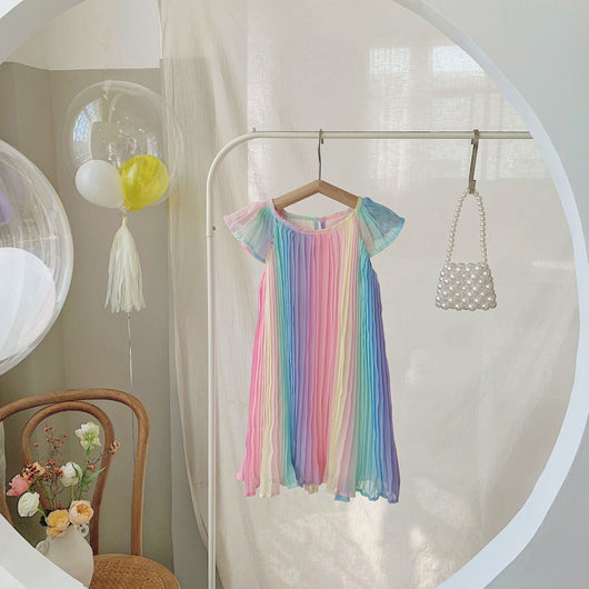 Vestido Plisado de Gasa Estampado - Falda Princesa Multicolor Niña - Image 15