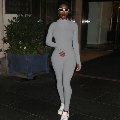 Jumpsuit Deportivo Cuello Alto con Bordado y Ajuste Ceñido para Mujer - Image 18