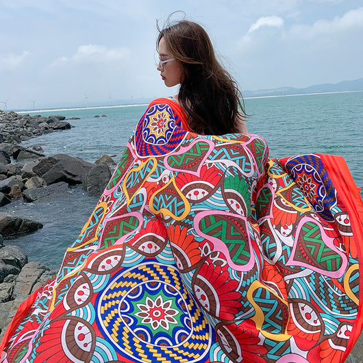Pañoleta Étnica Oversized para Protección Solar y Estilo - Image 24