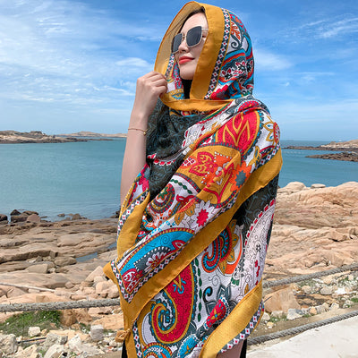 Pañoleta Étnica Oversized para Protección Solar y Estilo - Image 37