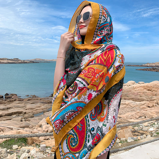 Pañoleta Étnica Oversized para Protección Solar y Estilo - Image 37