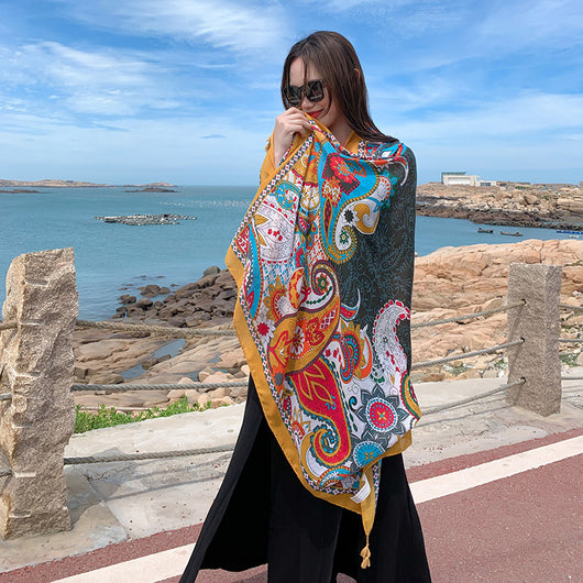 Pañoleta Étnica Oversized para Protección Solar y Estilo - Image 39