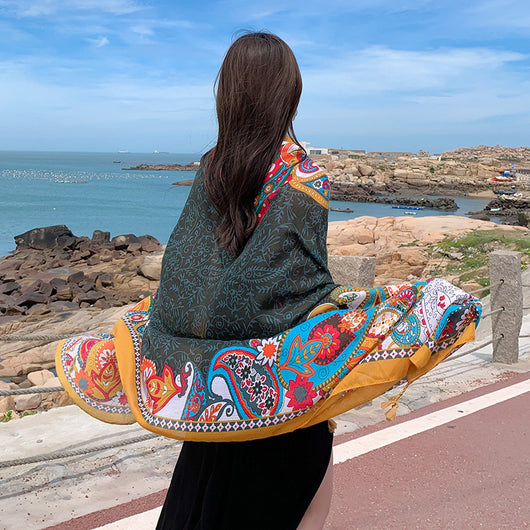 Pañoleta Étnica Oversized para Protección Solar y Estilo - Image 41