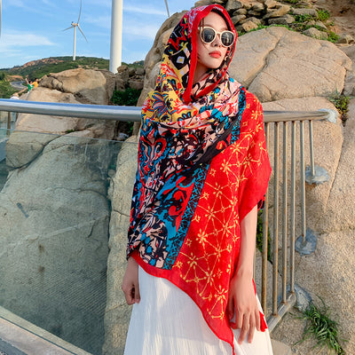 Pañoleta Étnica Oversized para Protección Solar y Estilo - Image 42