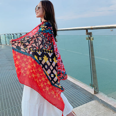 Pañoleta Étnica Oversized para Protección Solar y Estilo - Image 44
