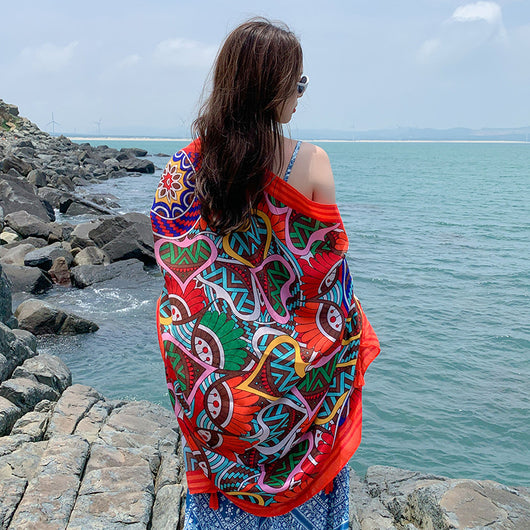 Pañoleta Étnica Oversized para Protección Solar y Estilo - Image 46